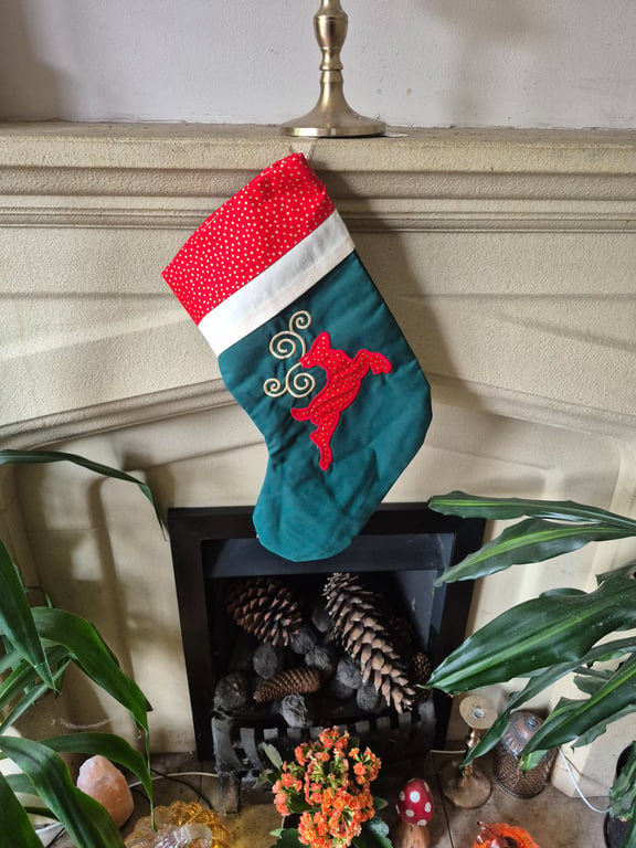 stocking red deer - fully lined handmade unique stocking