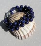 Blue Lapis Lazuli Gemstone Woven Beaded Cuff Bracelet "Bonnie Blue" - Image 5