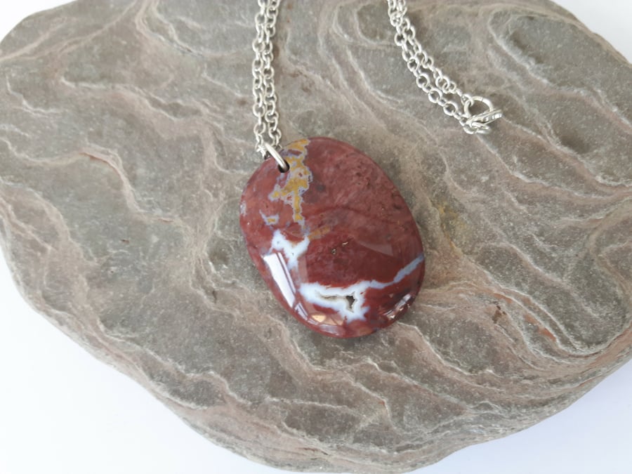 Fossilised Wood Pendant with Sterling Silver Chain