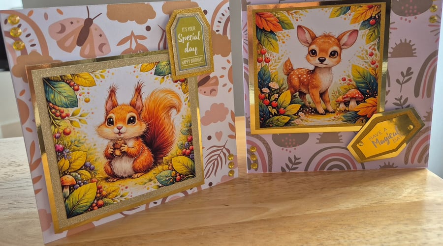 Handmade Cute Forest Animals Greeting Card Bundle
