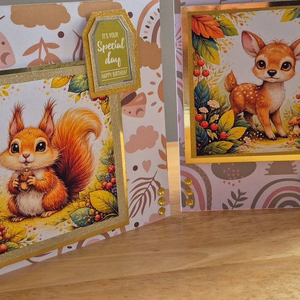 Handmade Cute Forest Animals Greeting Card Bundle