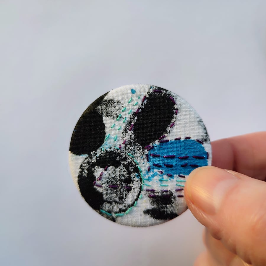 Abstract Blue Textile Brooch