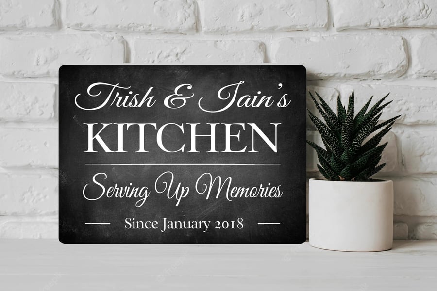PERSONALISED Family Kitchen Metal Wall Sign Gift Present Home