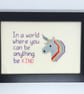 Framed cross stitch picture