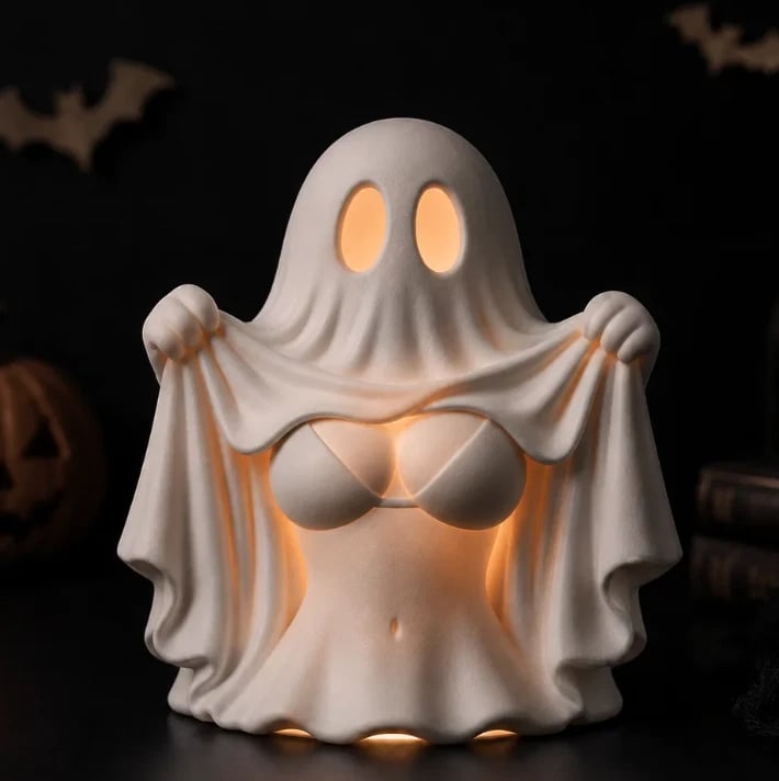 Sexy Ghost Tealight Holder - Halloween Figure Lantern - Spooky Decor