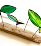 Stained glass Family of Fish on driftwood, marine coastal art - Image 3