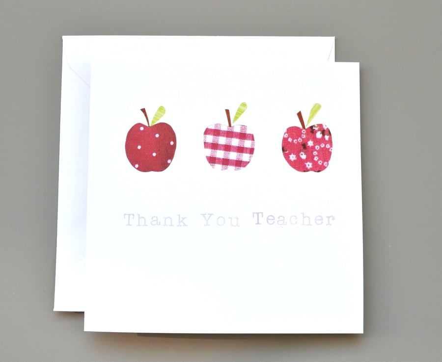 Thank you Teacher Card with Red Apples