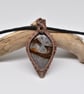 Wire Woven Rock Chalcedony and Copper Unisex Pendant - Image 1