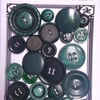 22 Vintage Dark Green Buttons