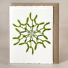 Mistletoe Snowflake Christmas Card - Hand Printed Linocut 