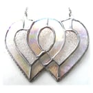 Entwined Heart Suncatcher Stained Glass Silver 25th Wedding 035