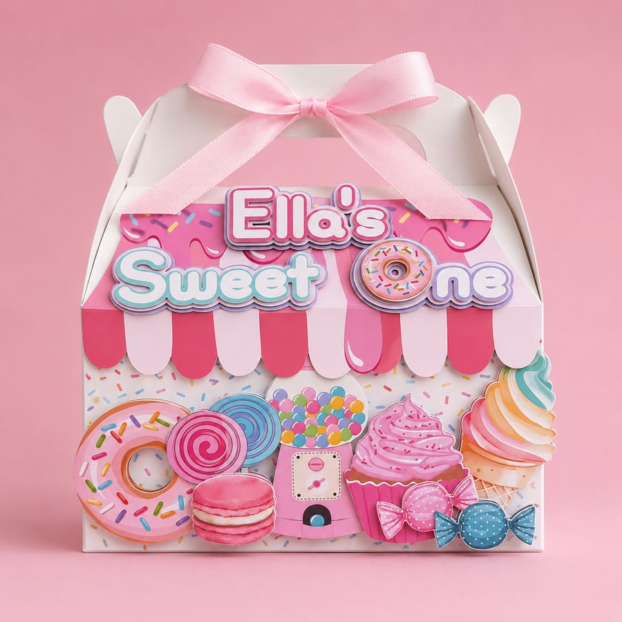 Personalised Sweet One Party Box - Candy Birthday Favour - Set of 6