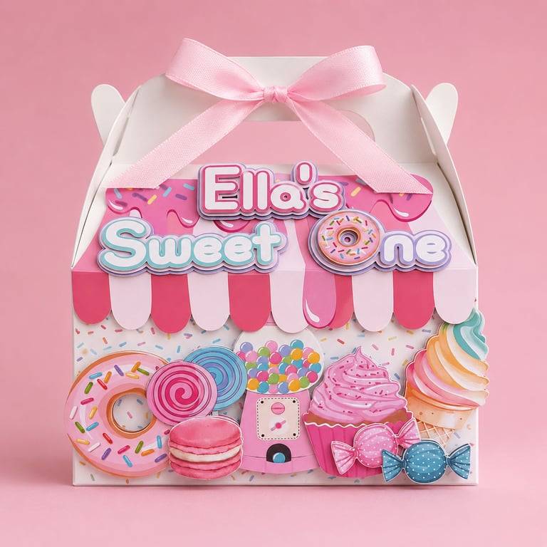 Personalised Sweet One Party Box - Candy Birthday Favour - Set of 6
