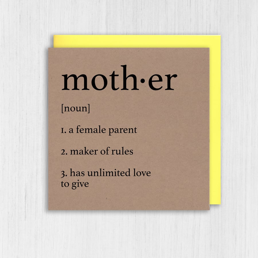 Kraft birthday card: Dictionary definition of mother