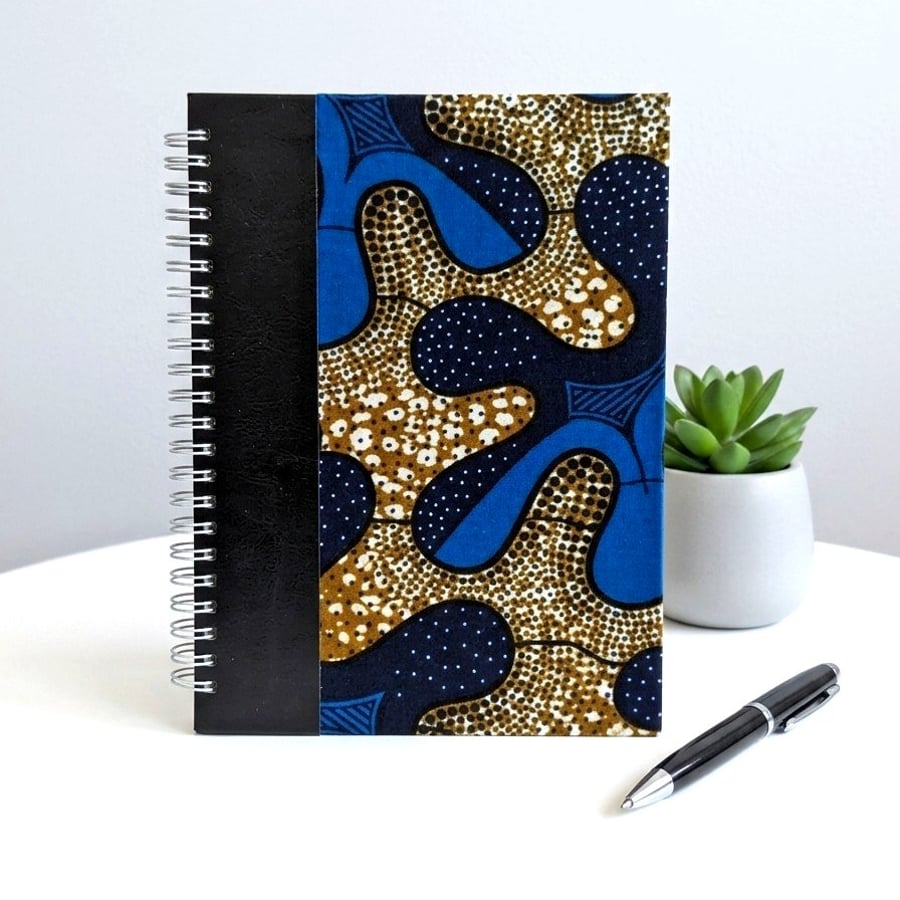 Blue & Gold Abstract Pattern A5 Notebook Journal