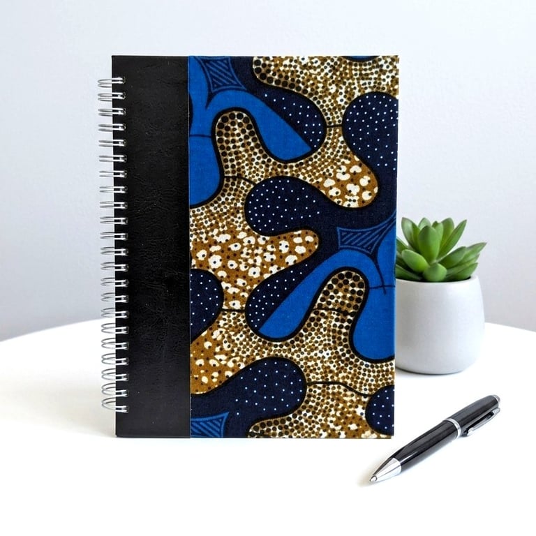 Blue & Gold Abstract Pattern A5 Notebook Journal