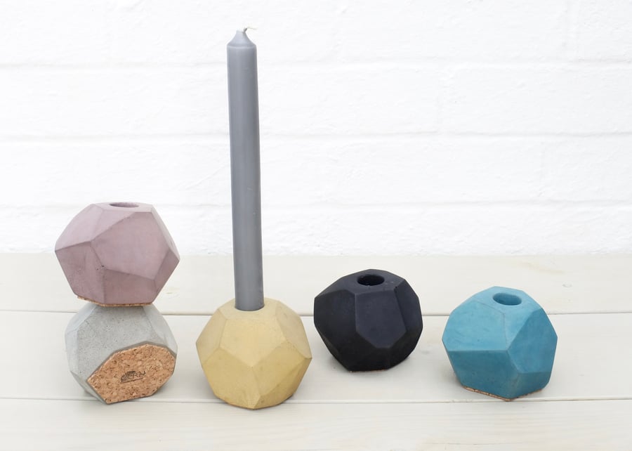 Candlestick Holder - chunky geometric concrete candle holder