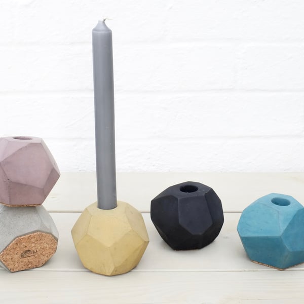 Candlestick Holder - chunky geometric concrete candle holder