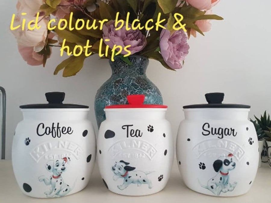 101 Dalmatians Kilner hand painted and decoupag... - Folksy