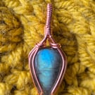 Wire wrapped labradorite pendant, gemstone 