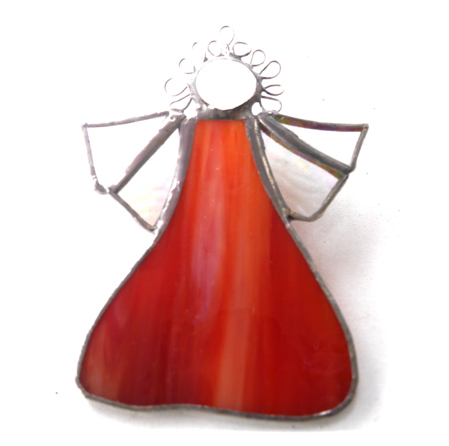 Angel Amber Red Stained Glass suncatcher Christmas decoration