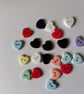 10 Flat 2 Hole Heart Shape Buttons, 13mm, Assorted Colours