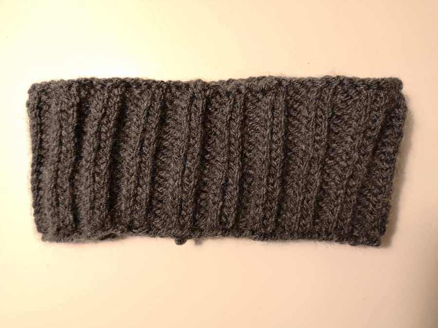 Knitted charcoal ear warmer
