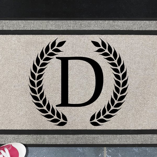 D Letter Door Mat - Monogram Letter D - All Weather Doormat - 45x70cm 