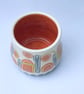 Ceramic hand thrown pot with unique orange and blue decoration - Image 7