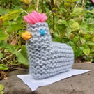 Little knitted hen soft toy! Grey! Chicken! Plush decoration! 10cm!