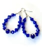 Royal Blue Glass Beaded Hoop Earrings