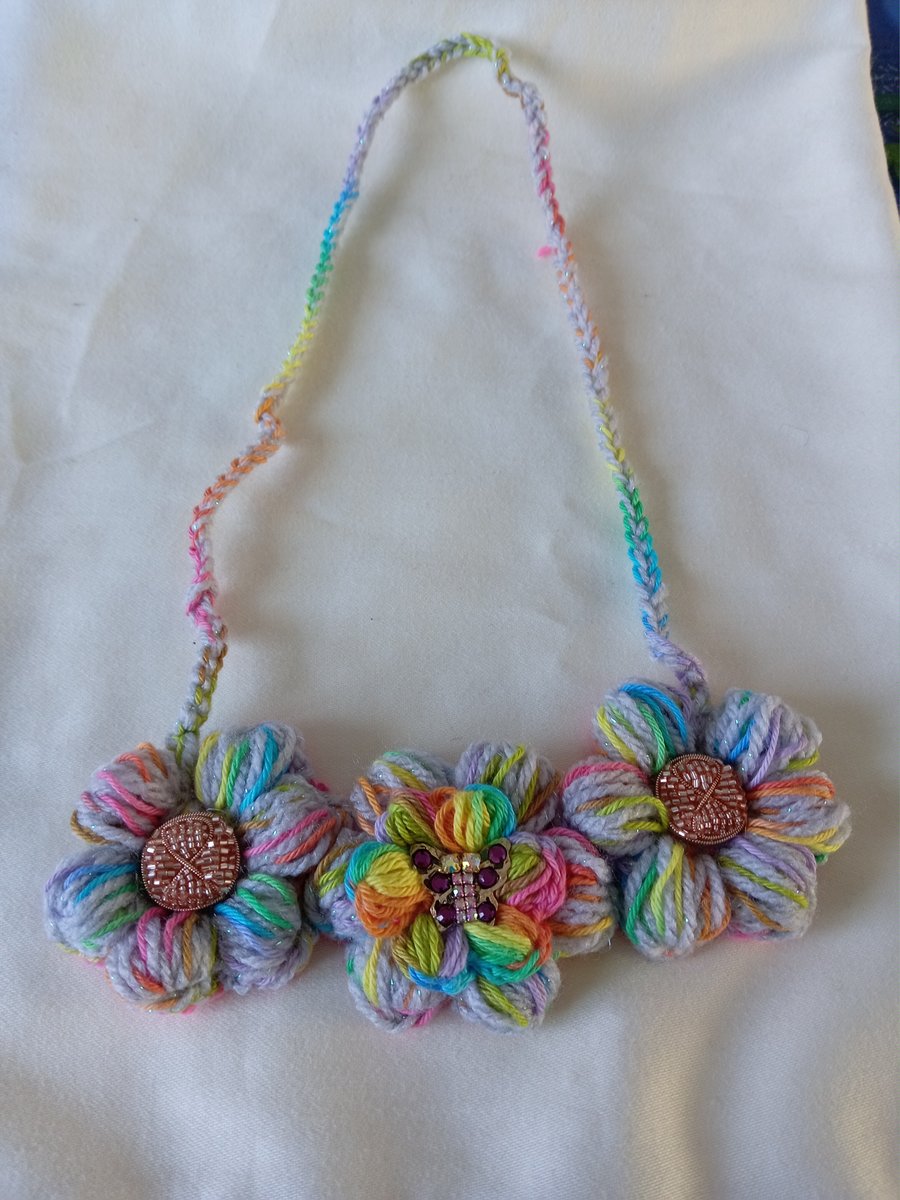 Multi Coloured Statement Flower Necklace 