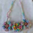 Multi Coloured Statement Flower Necklace 