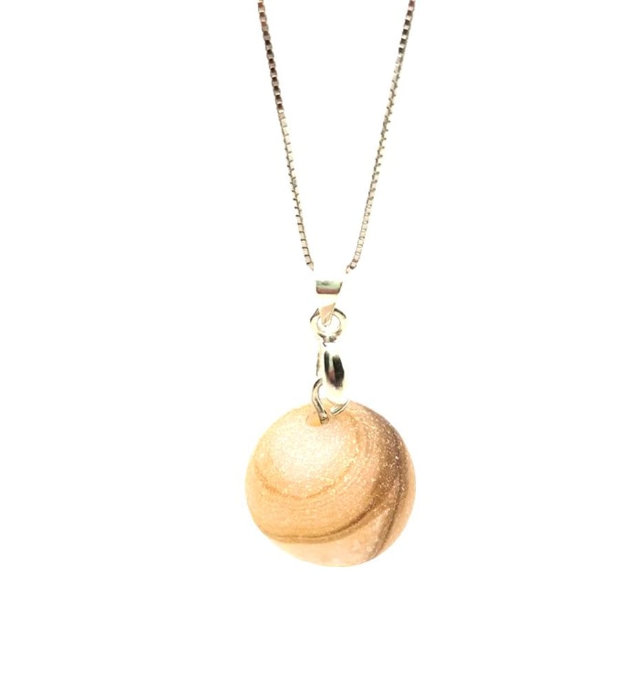 Druzy gemstone bead pendant and 18 inch sterling silver chain