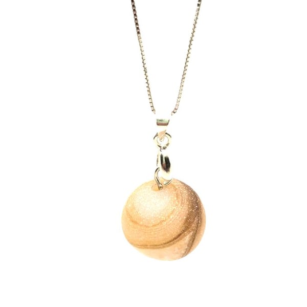 Druzy gemstone bead pendant and 18 inch sterling silver chain