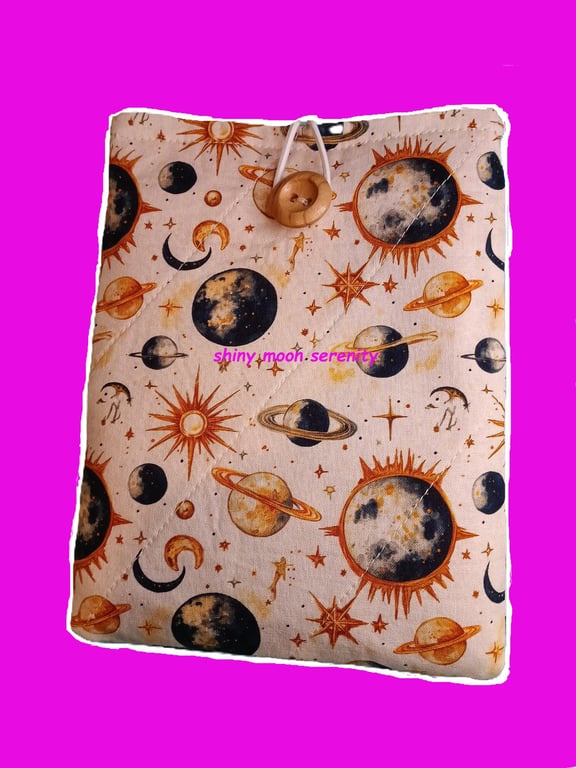 Planets Print on Cream Background, Book-Kindle Sleeve.