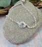 Silver Pebble Bracelet with Daffodil, Adjustable Slider Clasp - Image 2