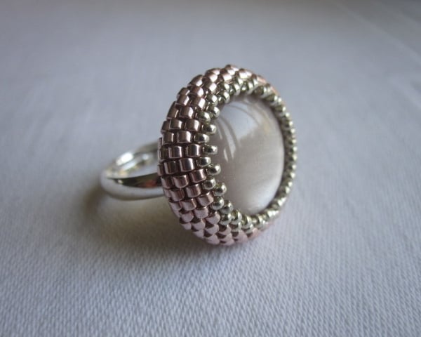 Rose Gold and Silver Beadwork Ring