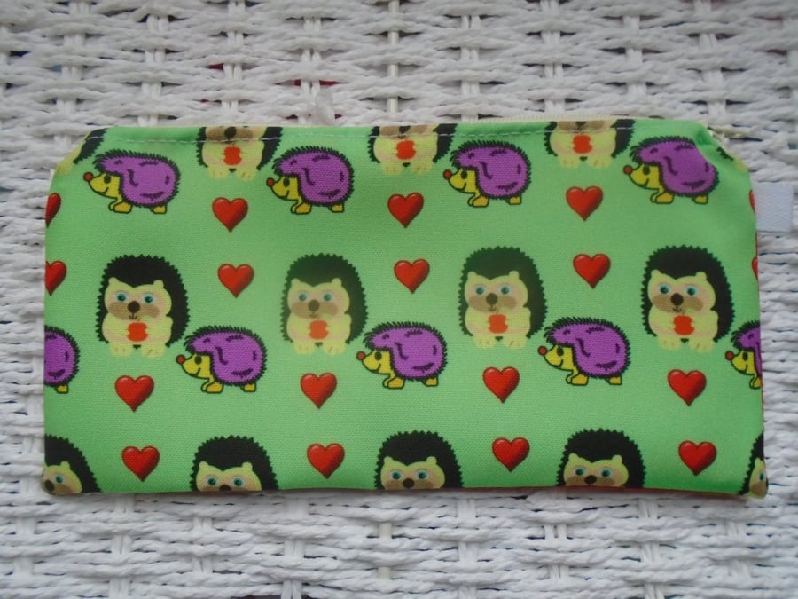 Love Hedgehogs Pencil Case or Small Make Up Bag.