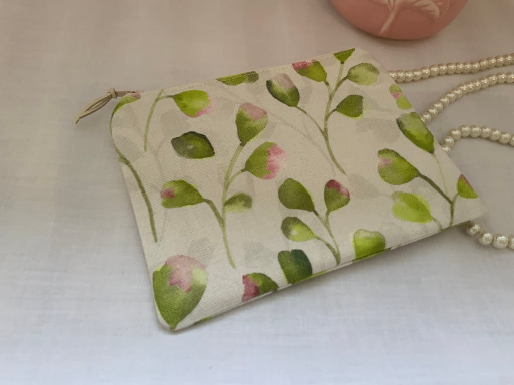 Zipped Purses, Pouch, Small Cosmetic Bag, Accessory Purse, Botanical 