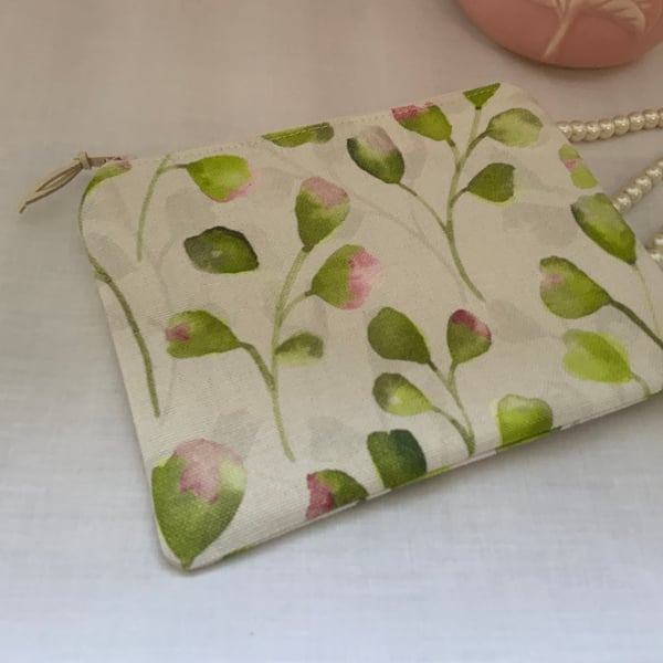 Zipped Purses, Pouch, Small Cosmetic Bag, Accessory Purse, Botanical 