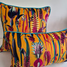 Printed Velvet Jungle Design Cushion Cover 