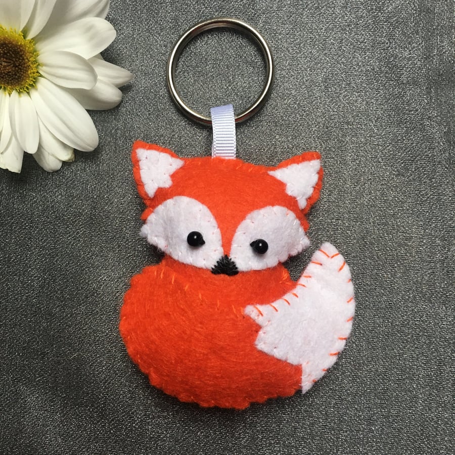 Orange Felt Fox Keyring