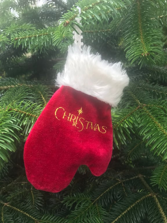 Santa mitten mini tree decoration 