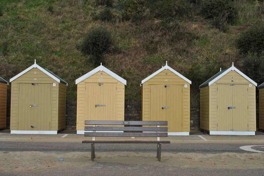 Bournemouth Beach Huts Dorset England UK 18"X12" Print