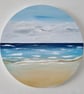 Shoreline Horizon Original Round Seascape Painting
