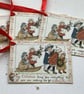CHRISTMAS GIFT TAGS ( set of 4) vintage style. Sled, gifts,children.  - Image 4