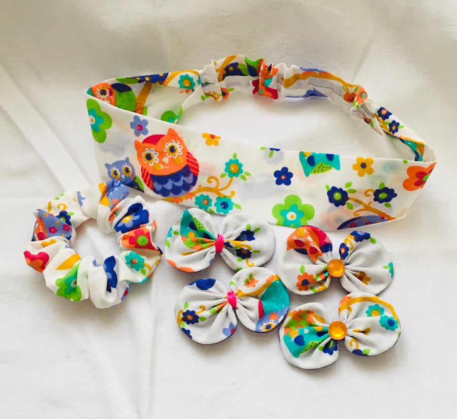 Fresh Fun Hair Accessories Set, Headband, Bow Hair Clips, Scrunchies, Gift Idea.