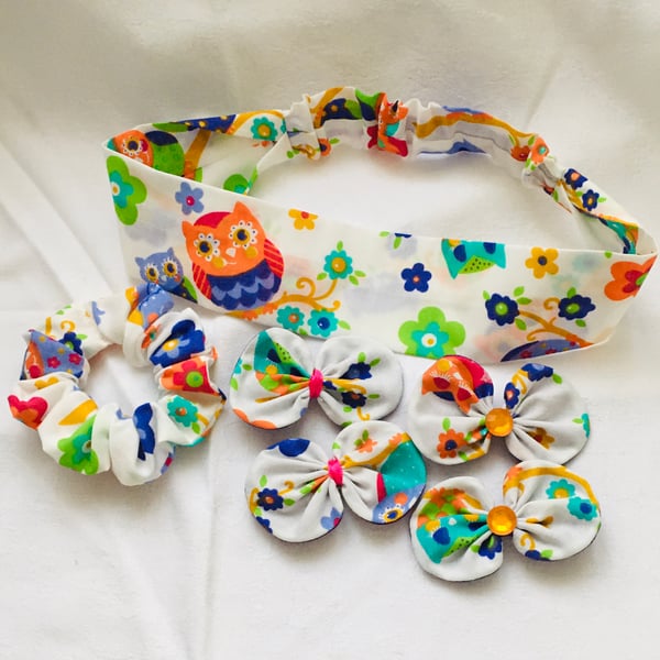 Fresh Fun Hair Accessories Set, Headband, Bow Hair Clips, Scrunchies, Gift Idea.