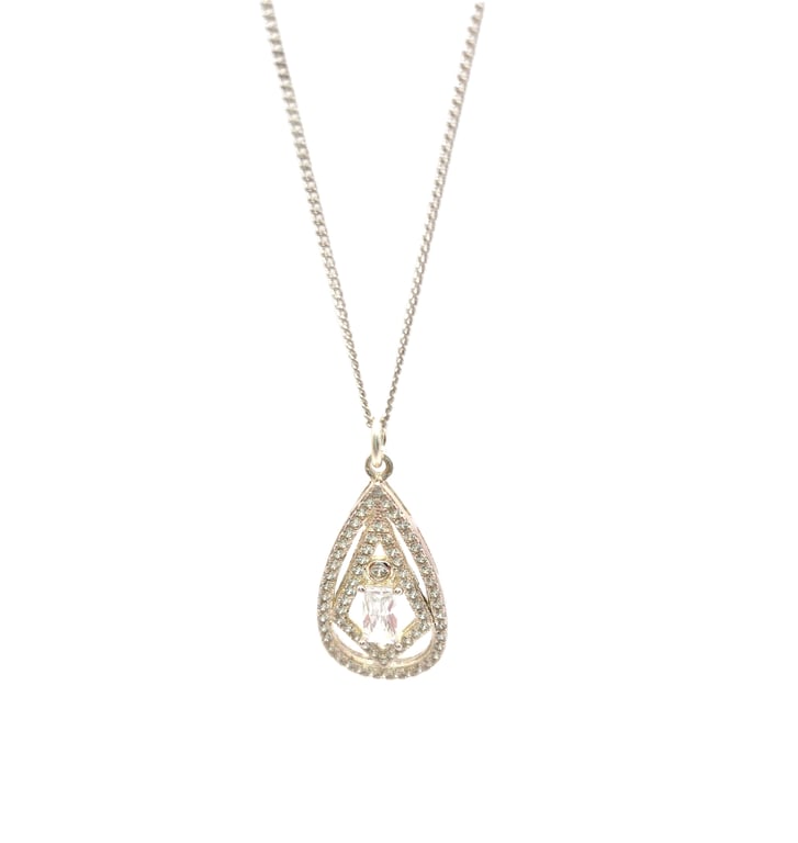 Sterling silver pendant necklace with cubic zirconia stones